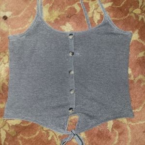 Cropped grey button tank AE